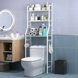 Étagère de Rangement Suspendue au-dessus des WC – 3 Niveaux Métal Blanc | FRIDAY STORE