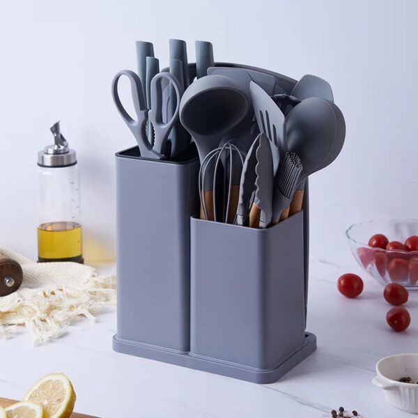Set d’Ustensiles de Cuisine 19 Pièces + Bloc Couteaux & Planche – Friday Store – Image 2