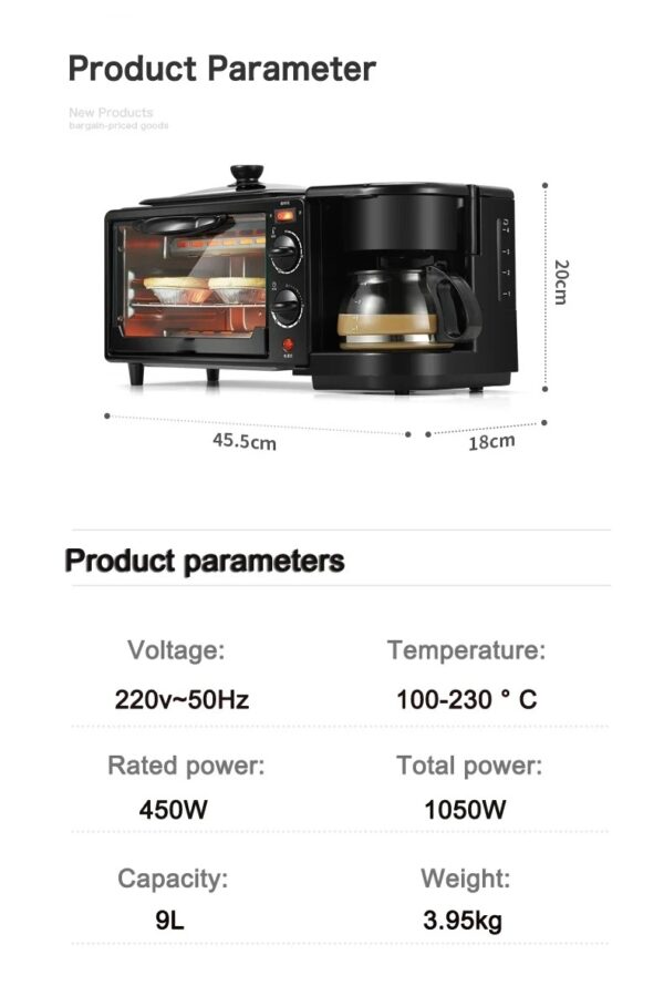 Mini Four électrique  Multifonction 3‑en‑1 – Four Gril & Machine à Café – Image 7